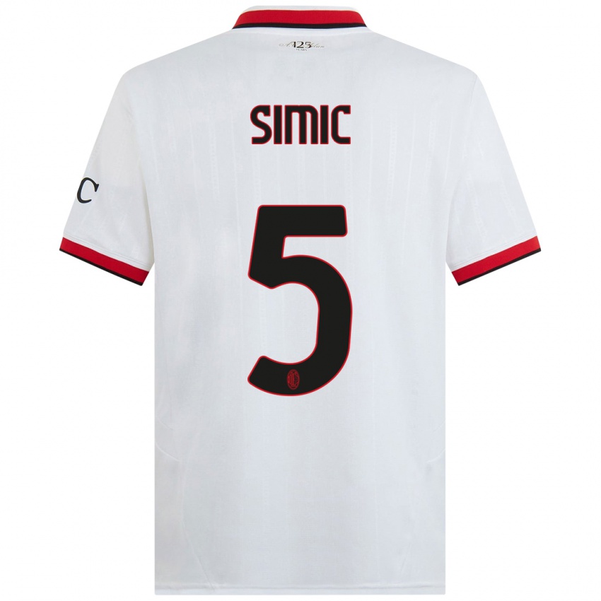 Femme Maillot Jan-Carlo Simic #5 Blanc Noir Rouge Tenues Extérieur 2024/25 T-Shirt Belgique