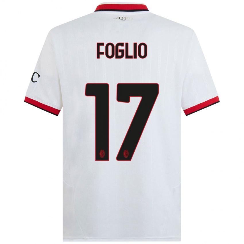 Femme Maillot Christian Foglio #17 Blanc Noir Rouge Tenues Extérieur 2024/25 T-Shirt Belgique