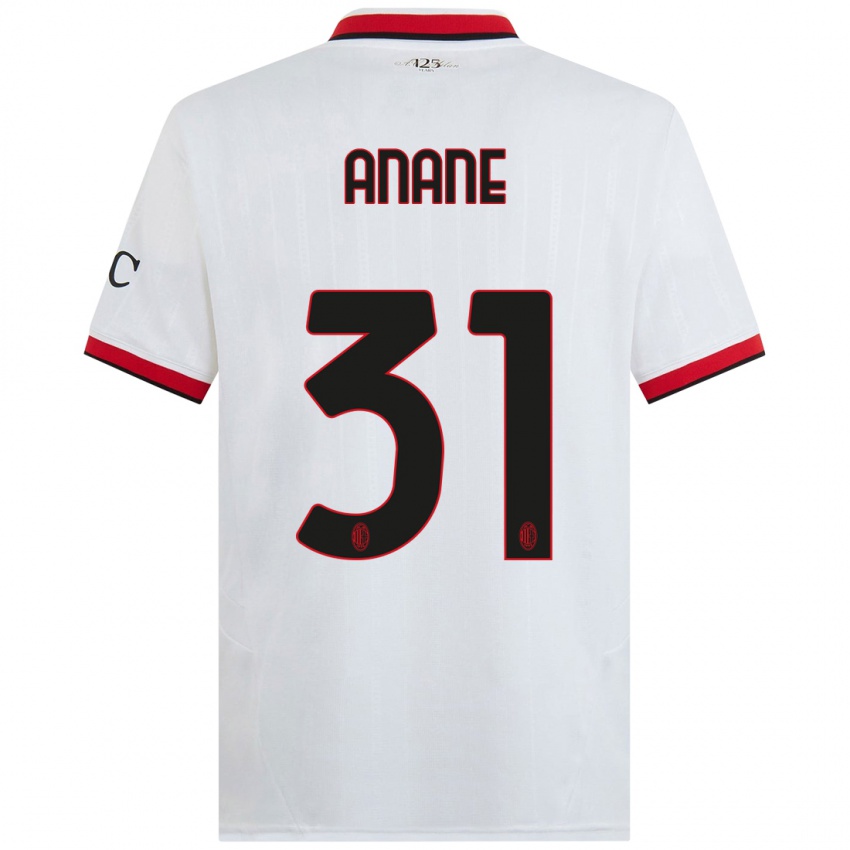 Femme Maillot Emmanuel Anane #31 Blanc Noir Rouge Tenues Extérieur 2024/25 T-Shirt Belgique