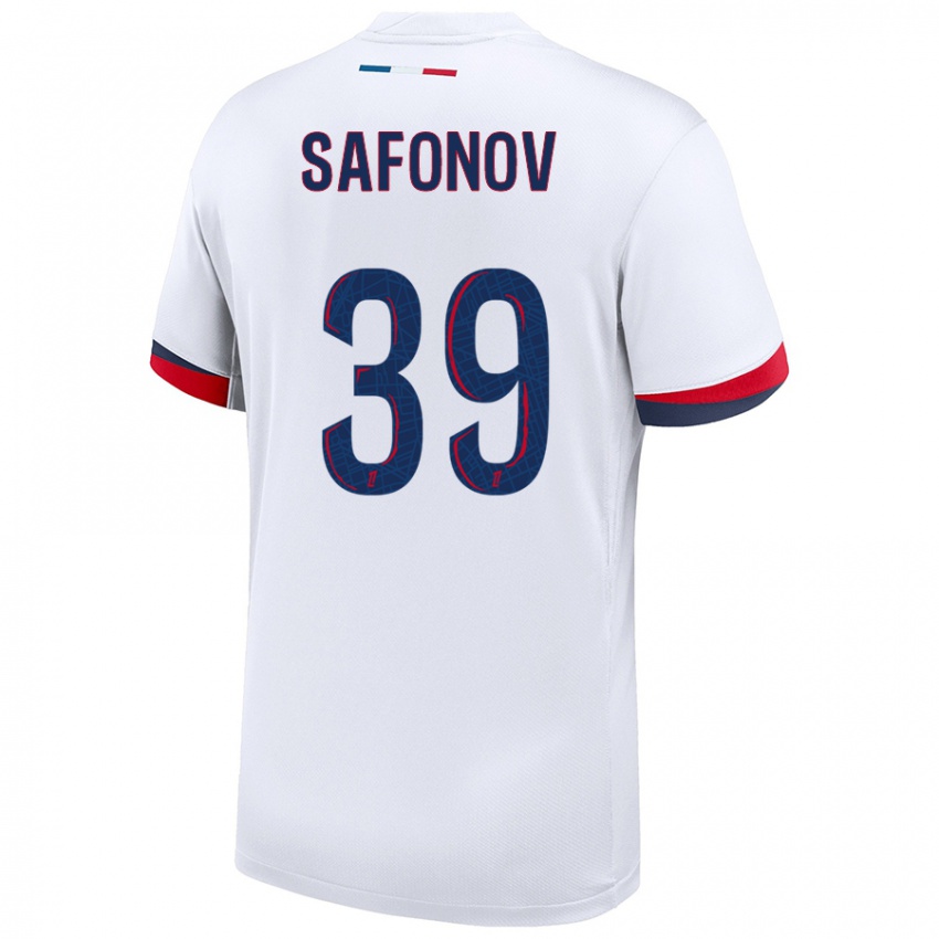 Femme Maillot Matvey Safonov #39 Blanc Bleu Rouge Tenues Extérieur 2024/25 T-Shirt Belgique