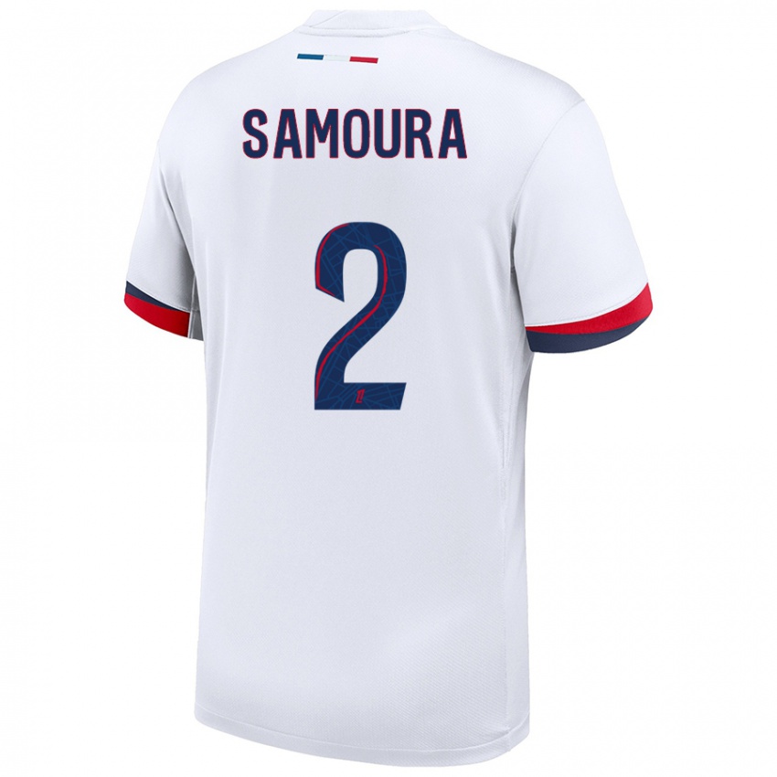 Femme Maillot Thiniba Samoura #2 Blanc Bleu Rouge Tenues Extérieur 2024/25 T-Shirt Belgique