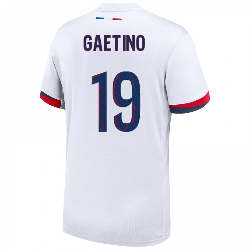 Femme Maillot Eva Gaetino #19 Blanc Bleu Rouge Tenues Extérieur 2024/25 T-Shirt Belgique