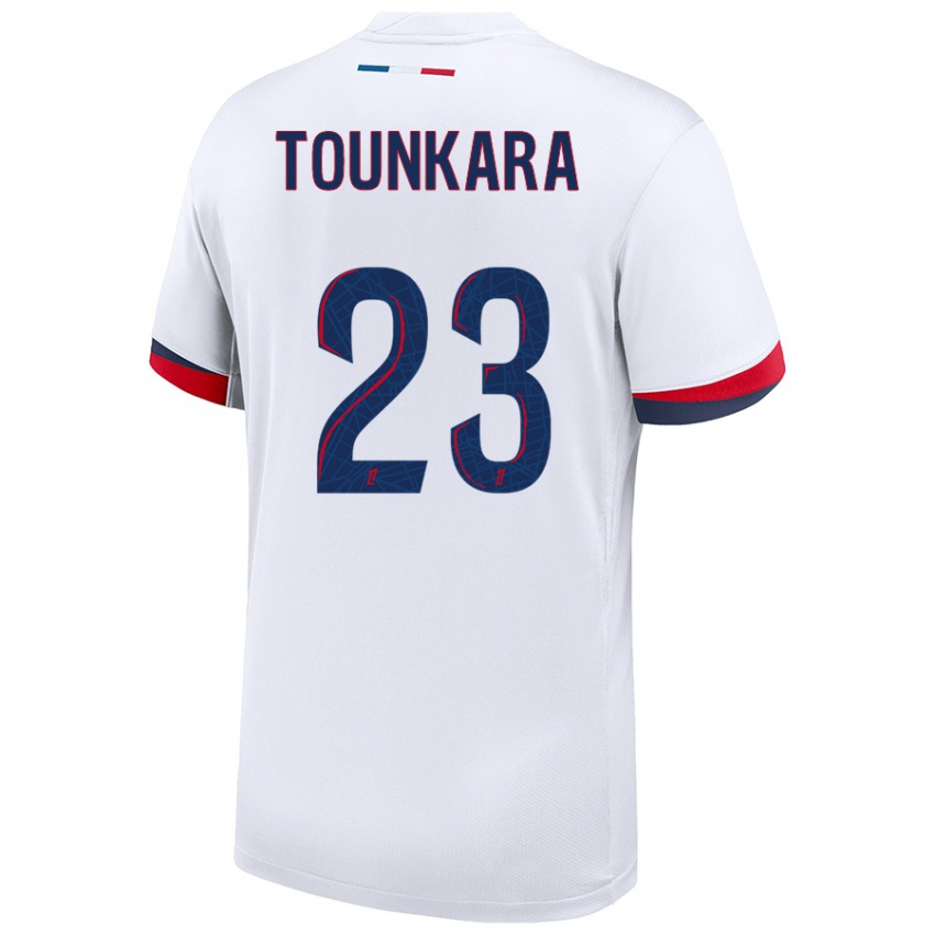 Femme Maillot Aïssatou Tounkara #23 Blanc Bleu Rouge Tenues Extérieur 2024/25 T-Shirt Belgique