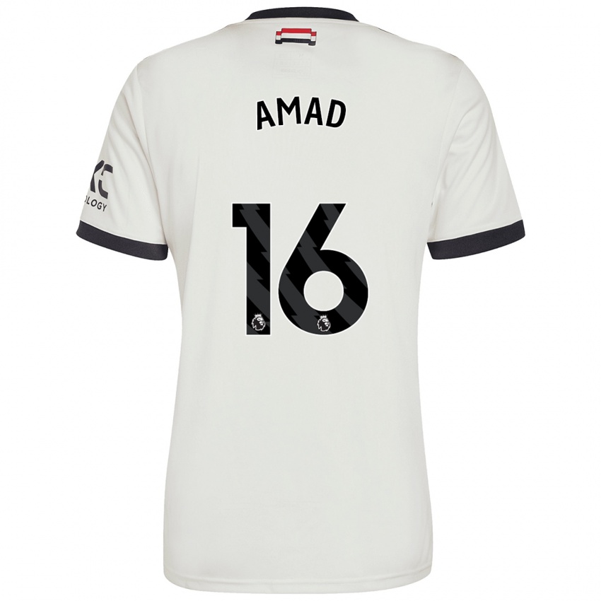 Femme Maillot Amad Diallo #16 Blanc Cassé Troisieme 2024/25 T-Shirt Belgique