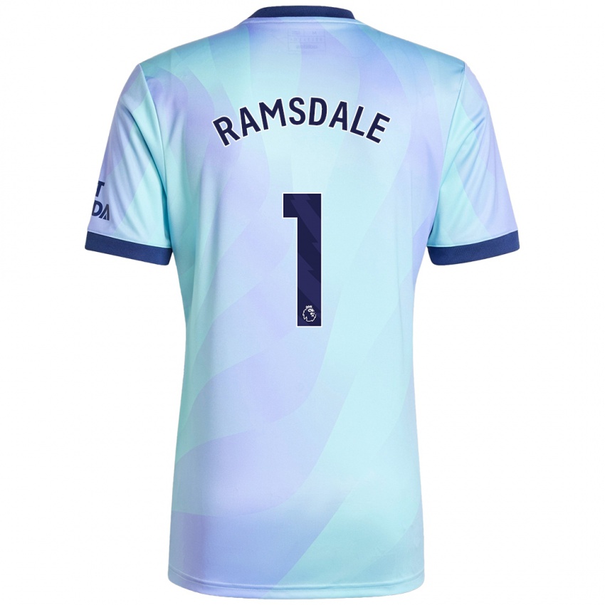 Femme Maillot Aaron Ramsdale #1 Aqua Troisieme 2024/25 T-Shirt Belgique