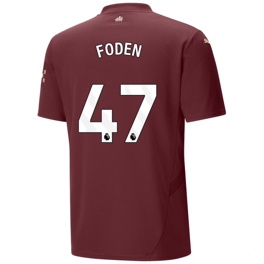 Damen Phil Foden #47 Kastanienbraun Ausweichtrikot Trikot 2024/25 T-Shirt Belgien