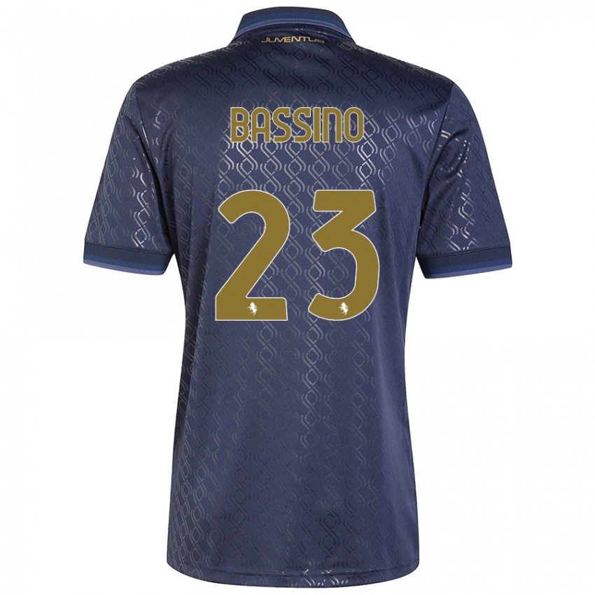 Femme Maillot Alessandro Bassino #23 Bleu Marine Troisieme 2024/25 T-Shirt Belgique