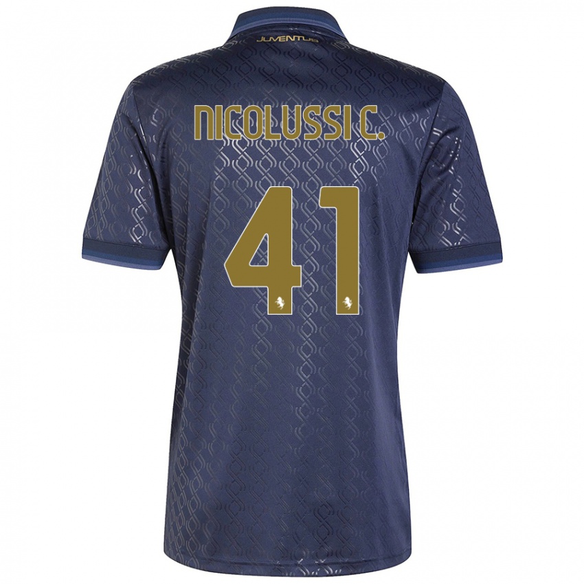 Femme Maillot Hans Nicolussi Caviglia #41 Bleu Marine Troisieme 2024/25 T-Shirt Belgique