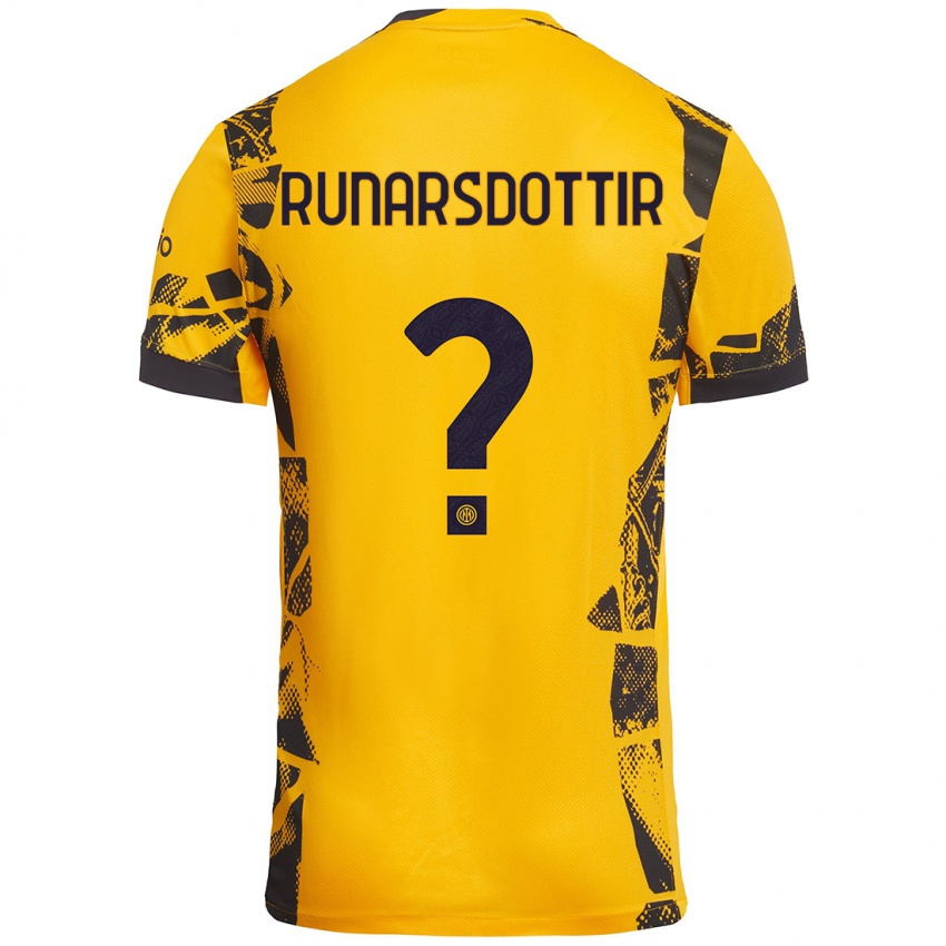 Dames Cecilía Rán Rúnarsdóttir #0 Goud Zwart Thuisshirt Derde Tenue 2024/25 T-Shirt België