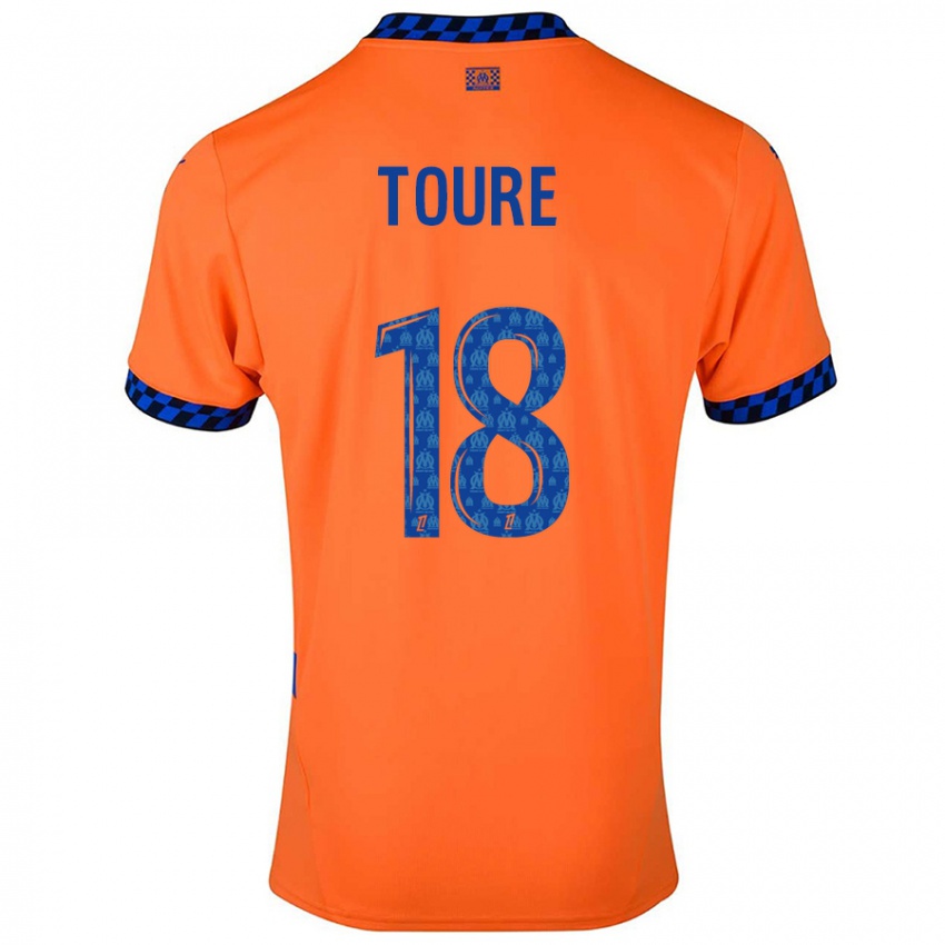 Dames Isaak Toure #18 Oranje Donkerblauw Thuisshirt Derde Tenue 2024/25 T-Shirt België