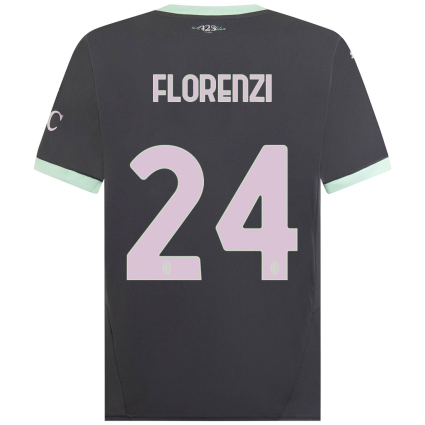 Femme Maillot Alessandro Florenzi #24 Gris Troisieme 2024/25 T-Shirt Belgique