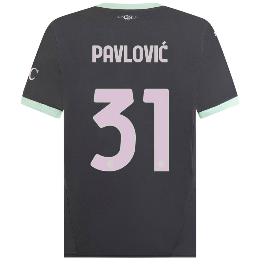 Femme Maillot Strahinja Pavlović #31 Gris Troisieme 2024/25 T-Shirt Belgique