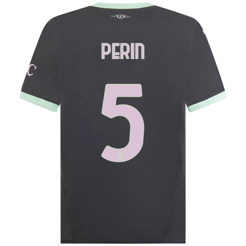 Dames Ernesto Perin #5 Grijs Thuisshirt Derde Tenue 2024/25 T-Shirt België