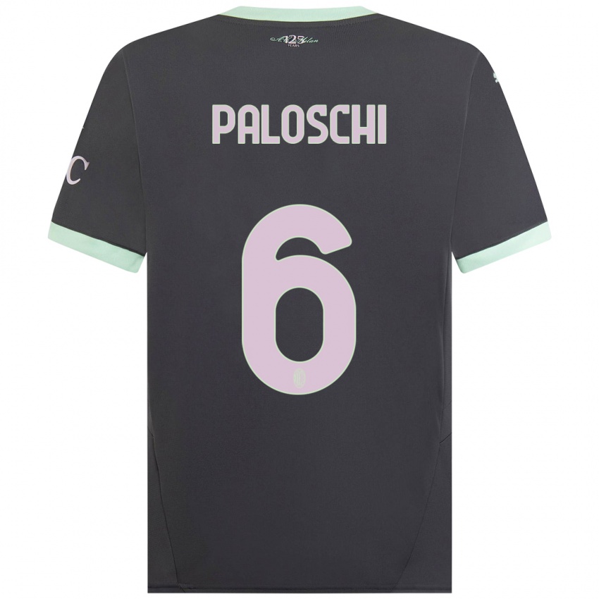 Femme Maillot Dorian Paloschi #6 Gris Troisieme 2024/25 T-Shirt Belgique