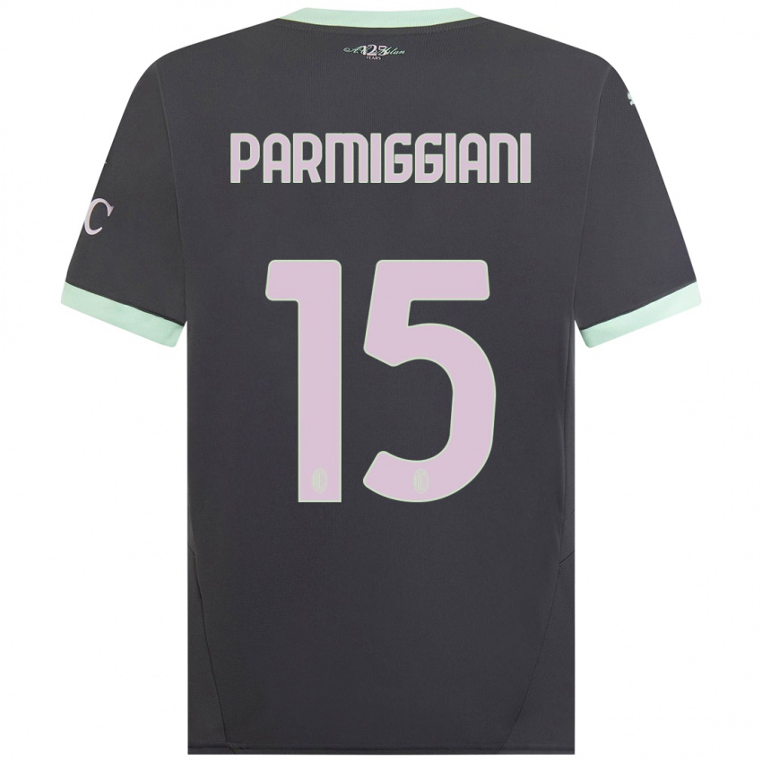 Femme Maillot Pietro Parmiggiani #15 Gris Troisieme 2024/25 T-Shirt Belgique