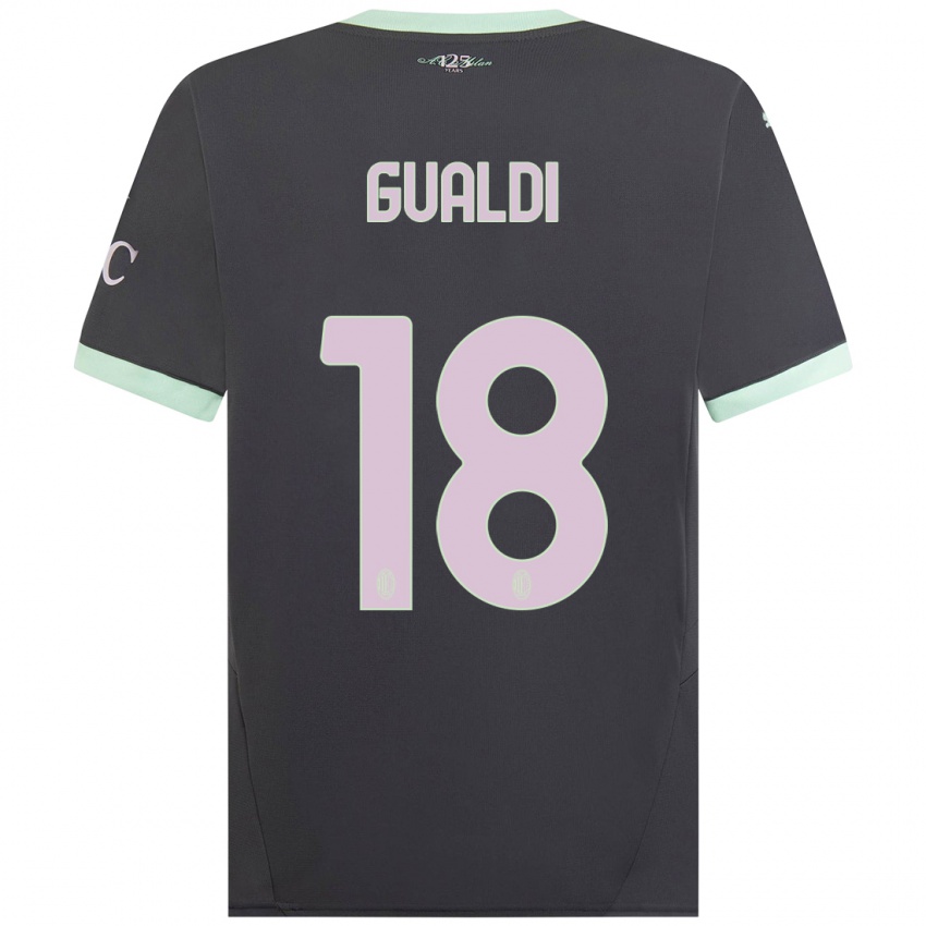 Femme Maillot Andrea Gualdi #18 Gris Troisieme 2024/25 T-Shirt Belgique