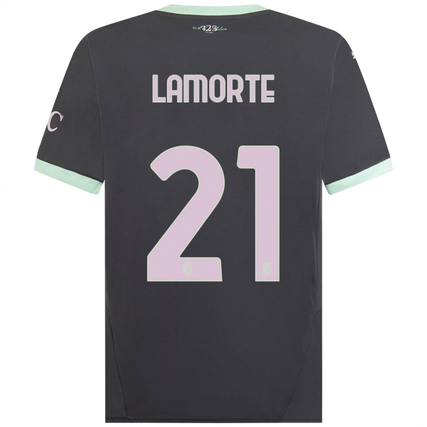 Femme Maillot Alessandro Lamorte #21 Gris Troisieme 2024/25 T-Shirt Belgique