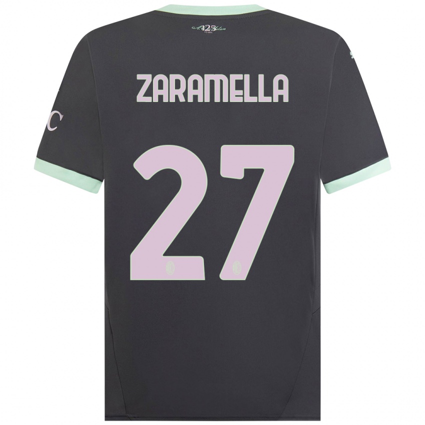 Femme Maillot Mattia Zaramella #27 Gris Troisieme 2024/25 T-Shirt Belgique