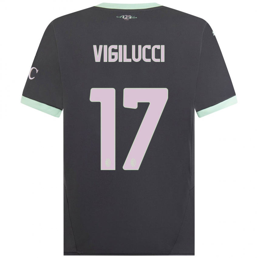 Femme Maillot Valery Vigilucci #17 Gris Troisieme 2024/25 T-Shirt Belgique