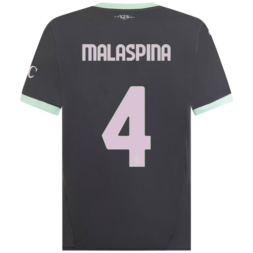 Femme Maillot Mattia Malaspina #4 Gris Troisieme 2024/25 T-Shirt Belgique