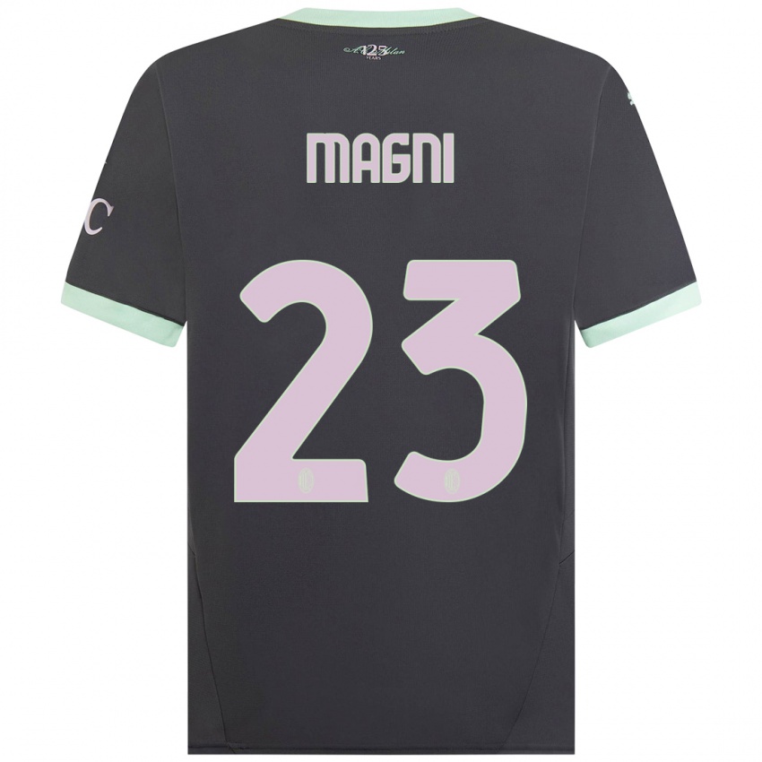 Femme Maillot Vittorio Magni #23 Gris Troisieme 2024/25 T-Shirt Belgique