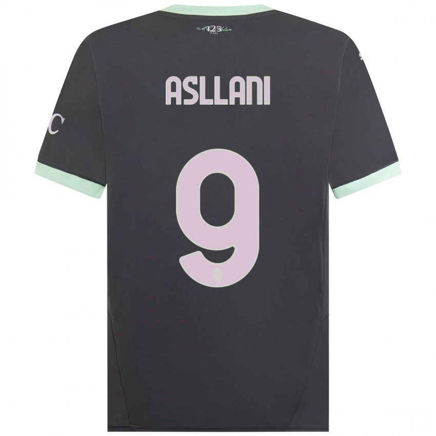 Dames Kosovare Asllani #9 Grijs Thuisshirt Derde Tenue 2024/25 T-Shirt België