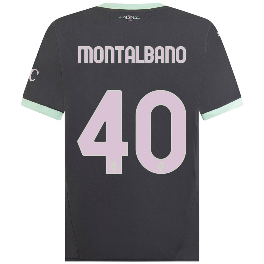 Femme Maillot Nicolo Montalbano #40 Gris Troisieme 2024/25 T-Shirt Belgique