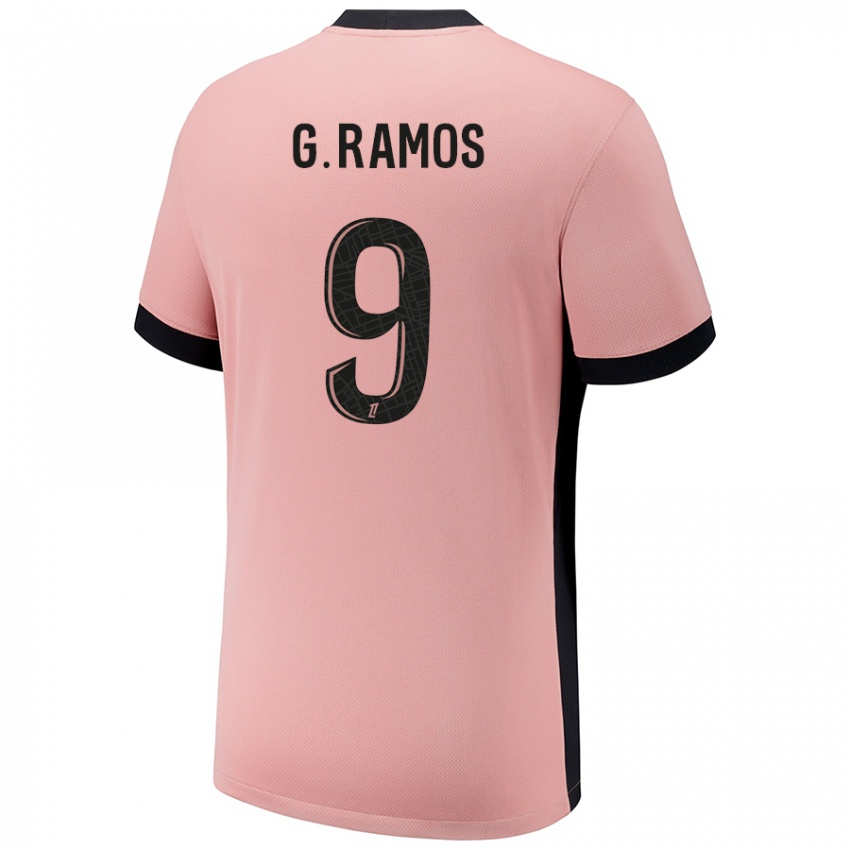 Femme Maillot Gonçalo Ramos #9 Rouille Rose Troisieme 2024/25 T-Shirt Belgique