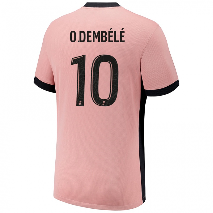 Femme Maillot Ousmane Dembele #10 Rouille Rose Troisieme 2024/25 T-Shirt Belgique