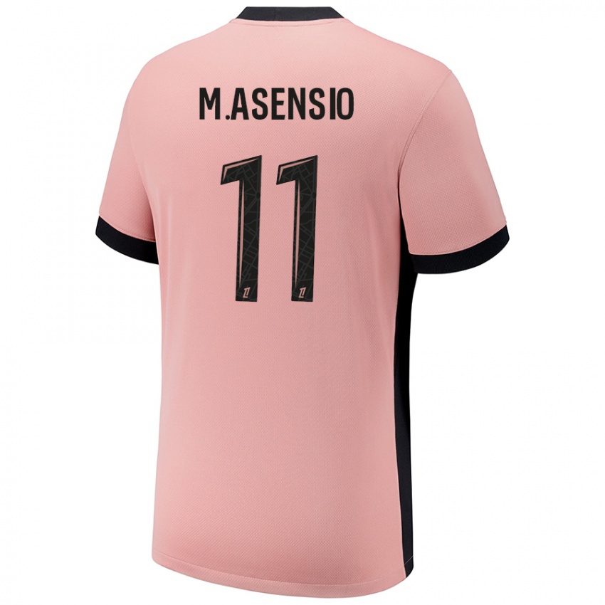 Femme Maillot Marco Asensio #11 Rouille Rose Troisieme 2024/25 T-Shirt Belgique