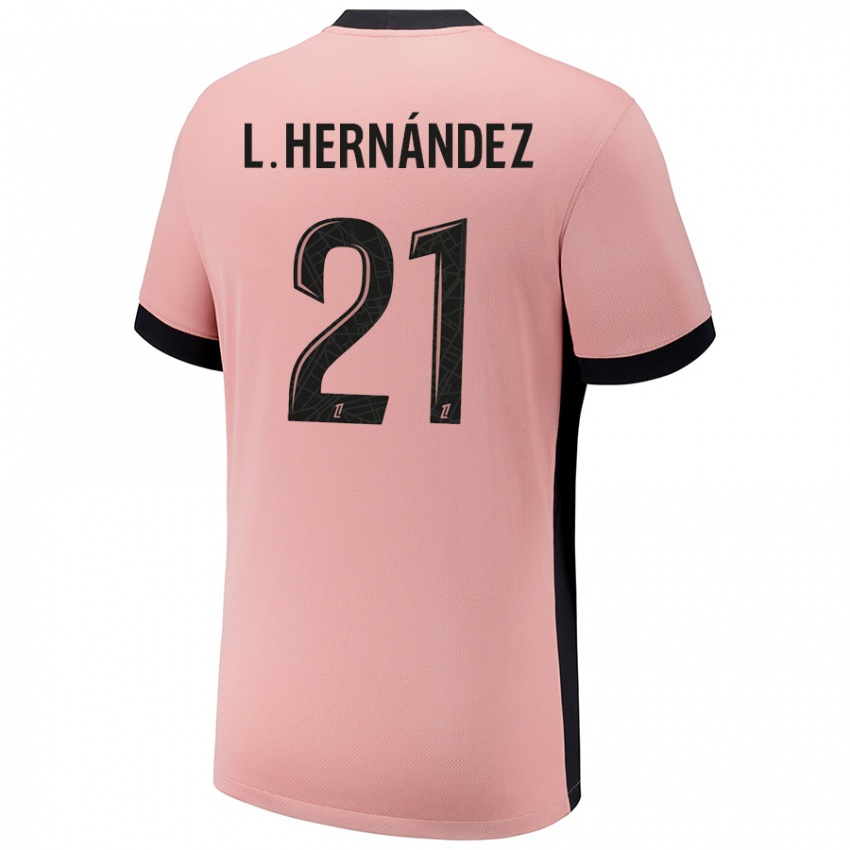 Femme Maillot Lucas Hernandez #21 Rouille Rose Troisieme 2024/25 T-Shirt Belgique