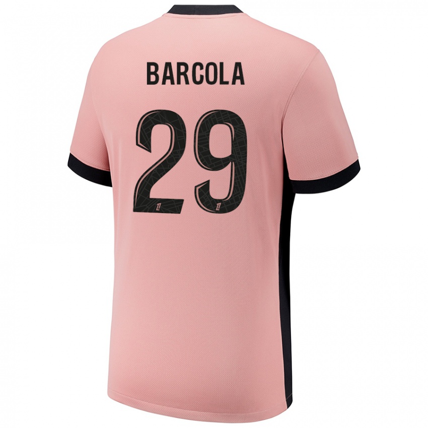 Femme Maillot Bradley Barcola #29 Rouille Rose Troisieme 2024/25 T-Shirt Belgique