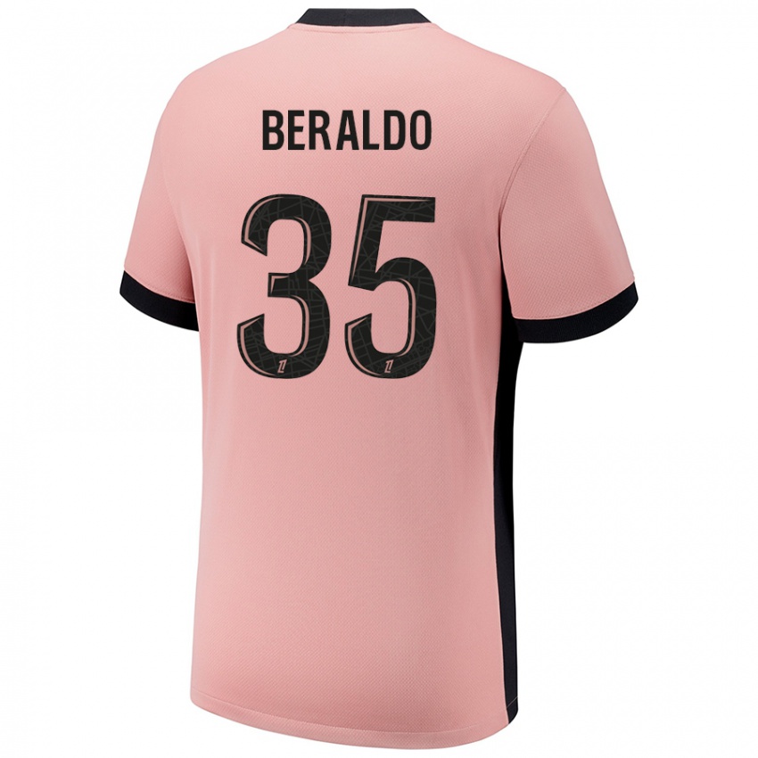 Femme Maillot Lucas Beraldo #35 Rouille Rose Troisieme 2024/25 T-Shirt Belgique