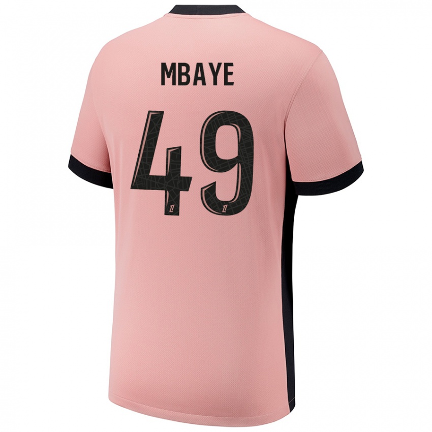 Femme Maillot Ibrahim Mbaye #49 Rouille Rose Troisieme 2024/25 T-Shirt Belgique