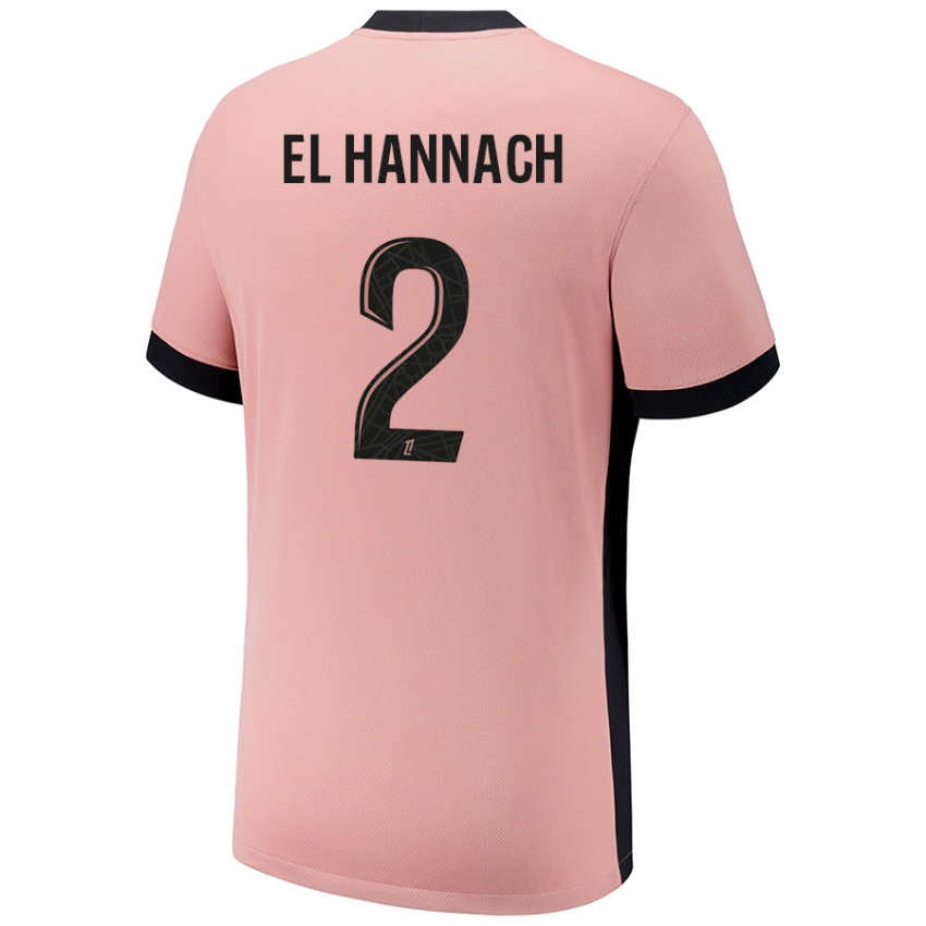 Femme Maillot Naoufel El Hannach #2 Rouille Rose Troisieme 2024/25 T-Shirt Belgique