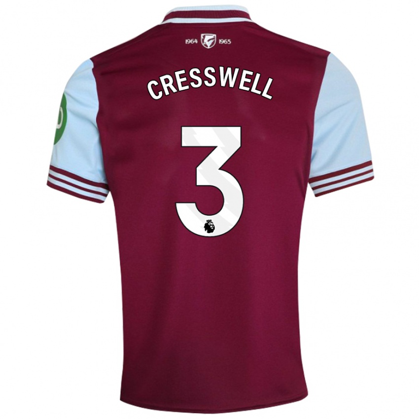 Enfant Maillot Aaron Cresswell #3 Rouge Foncé Tenues Domicile 2024/25 T-Shirt Belgique