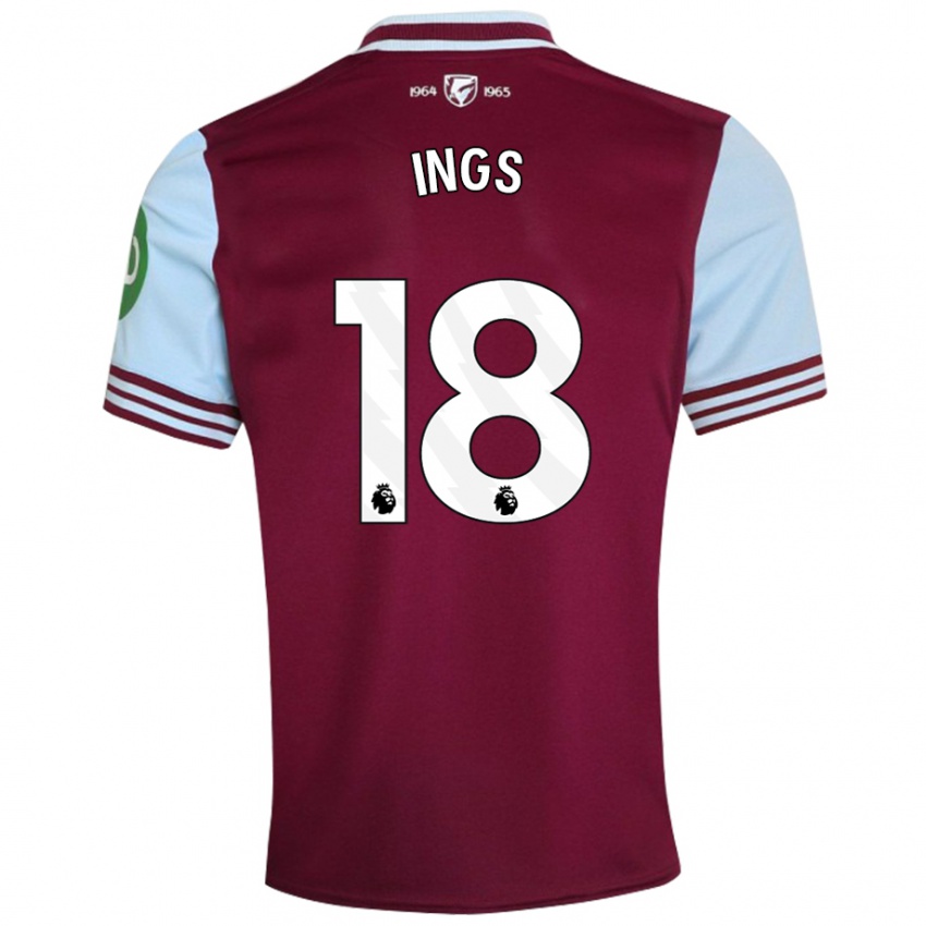 Kinderen Danny Ings #18 Donkerrood Thuisshirt Thuistenue 2024/25 T-Shirt België