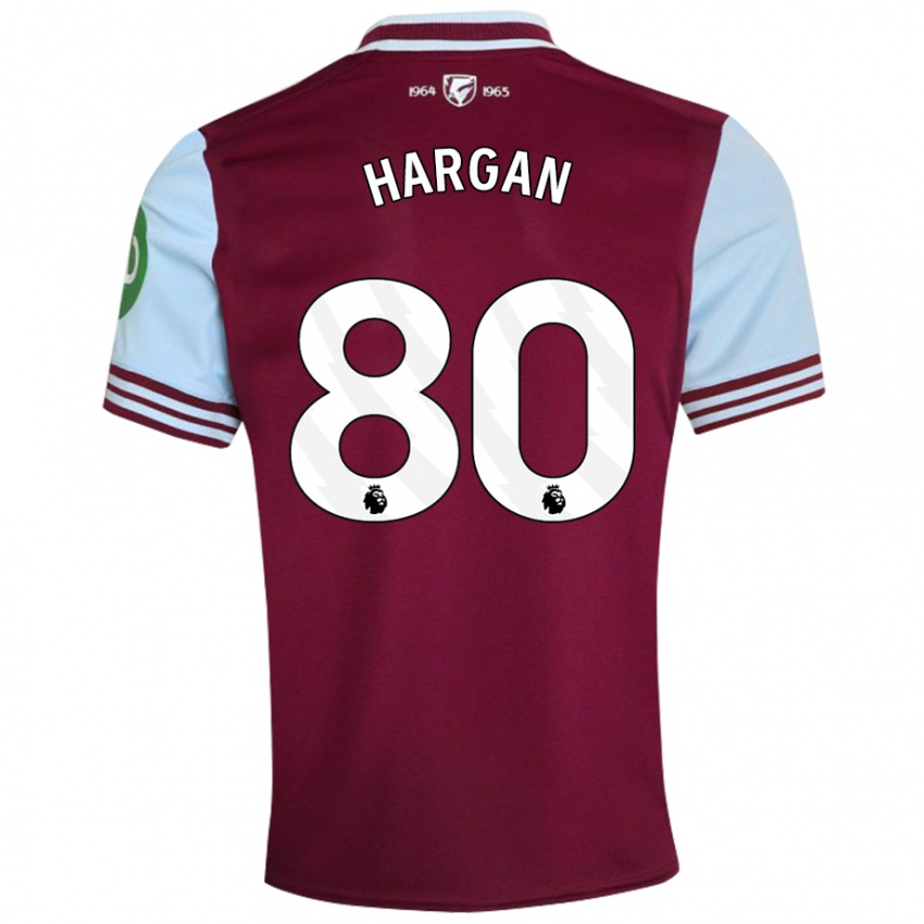 Kinderen Riley Hargan #80 Donkerrood Thuisshirt Thuistenue 2024/25 T-Shirt België