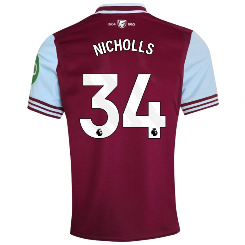 Kinderen Macey Nicholls #34 Donkerrood Thuisshirt Thuistenue 2024/25 T-Shirt België