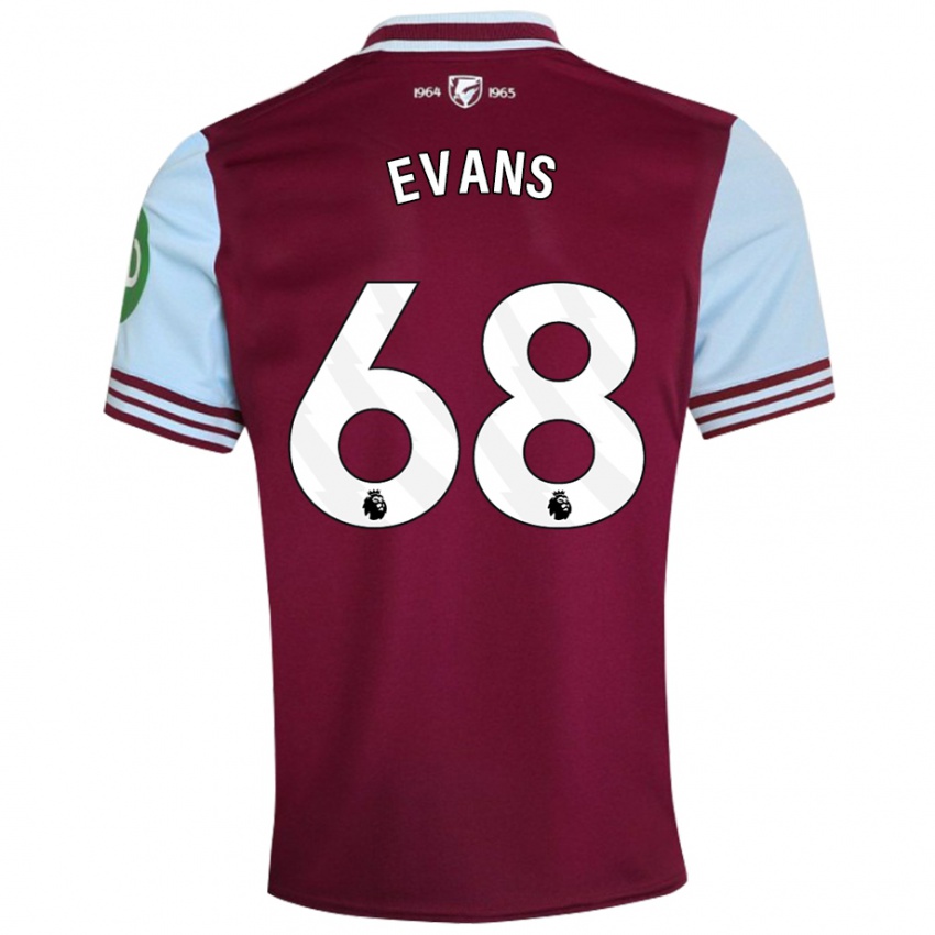 Kinderen Isaac Evans #68 Donkerrood Thuisshirt Thuistenue 2024/25 T-Shirt België