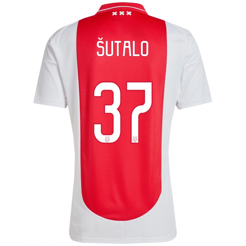 Kinder Josip Sutalo #37 Rot Weiß Heimtrikot Trikot 2024/25 T-Shirt Belgien