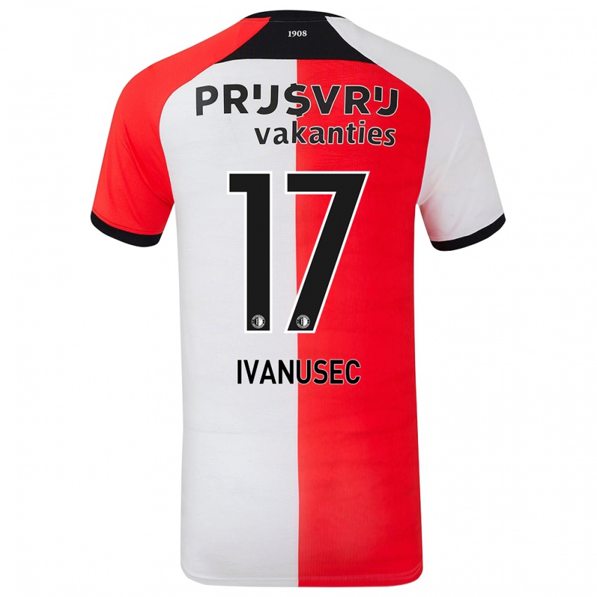 Kinderen Luka Ivanusec #17 Rood Wit Thuisshirt Thuistenue 2024/25 T-Shirt België