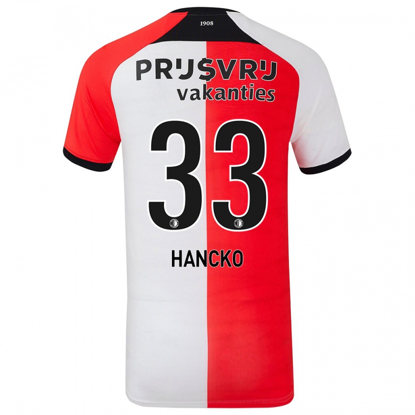 Kinderen David Hancko #33 Rood Wit Thuisshirt Thuistenue 2024/25 T-Shirt België