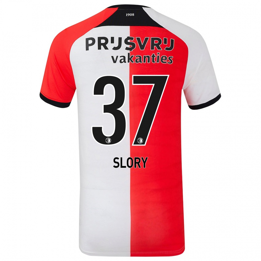 Kinderen Jaden Slory #37 Rood Wit Thuisshirt Thuistenue 2024/25 T-Shirt België