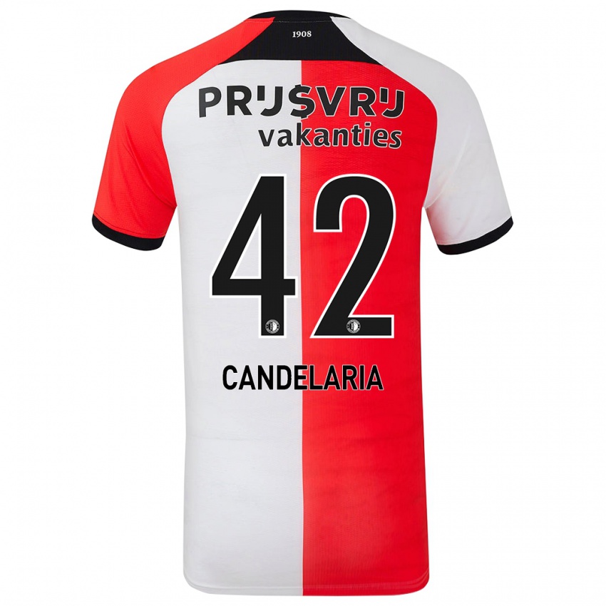 Kinderen Jayden Candelaria #42 Rood Wit Thuisshirt Thuistenue 2024/25 T-Shirt België