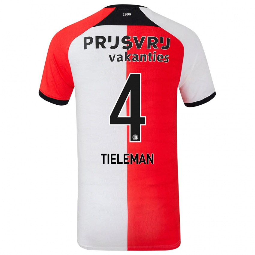 Kinderen Jerry Tieleman #4 Rood Wit Thuisshirt Thuistenue 2024/25 T-Shirt België