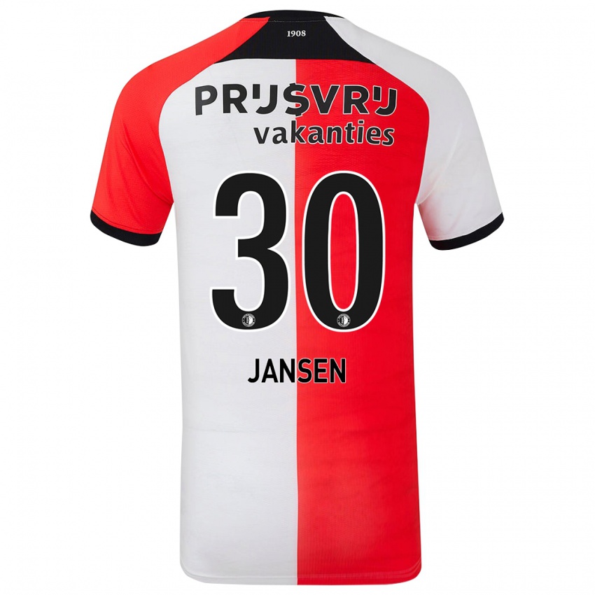 Kinderen Thijs Jansen #30 Rood Wit Thuisshirt Thuistenue 2024/25 T-Shirt België