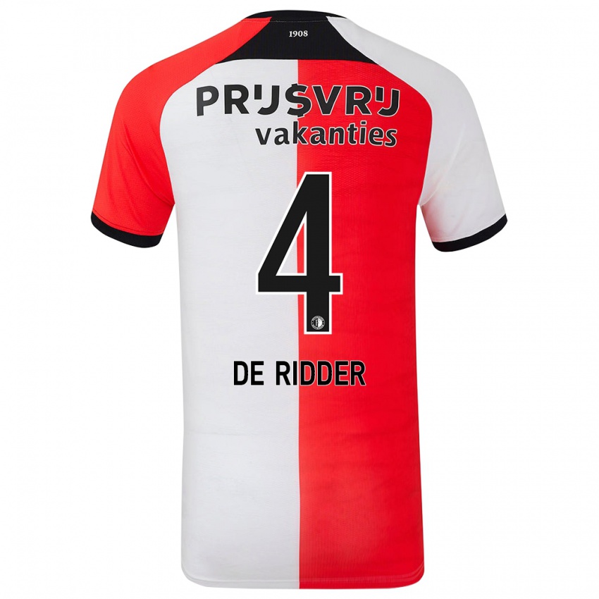 Kinderen Robine De Ridder #4 Rood Wit Thuisshirt Thuistenue 2024/25 T-Shirt België