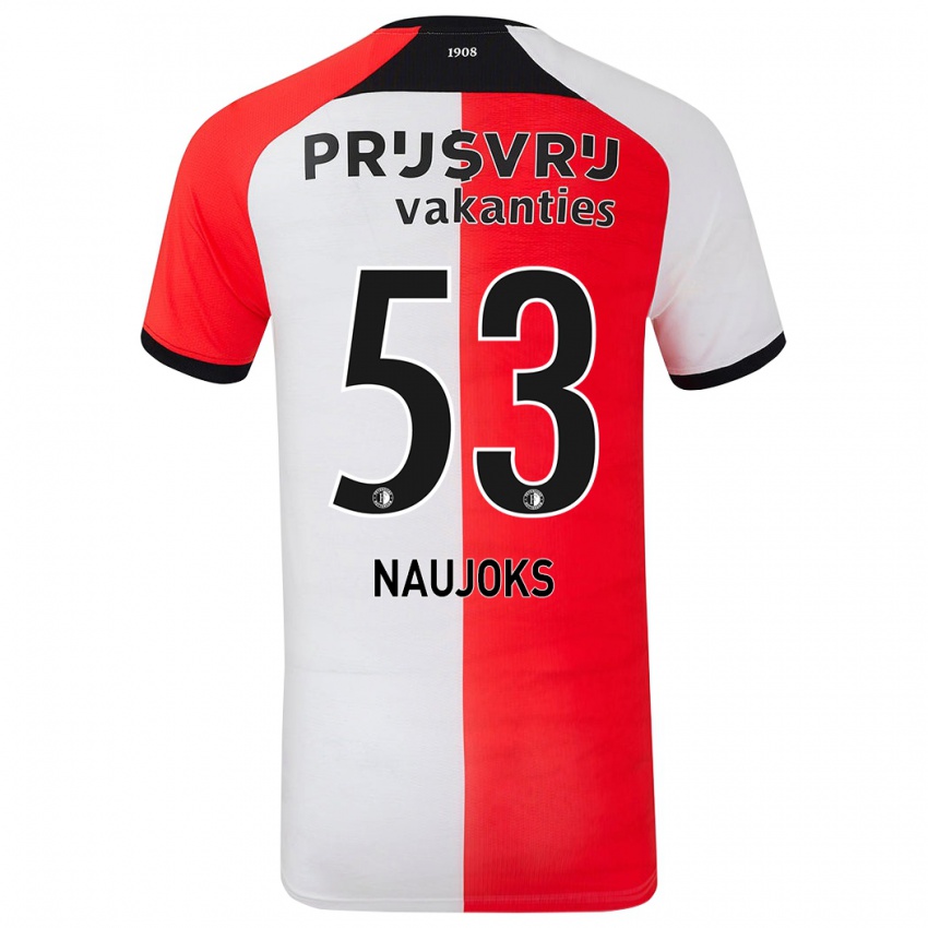 Kinderen Noah Naujoks #53 Rood Wit Thuisshirt Thuistenue 2024/25 T-Shirt België