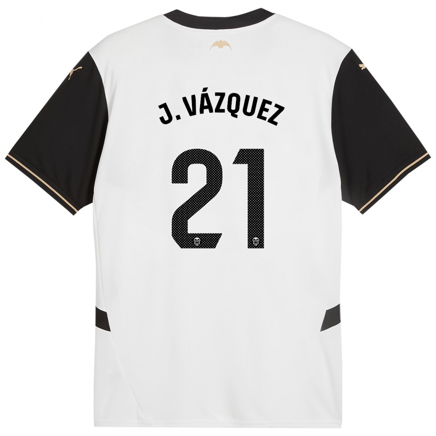 Enfant Maillot Jesús Vázquez #21 Blanc Noir Tenues Domicile 2024/25 T-Shirt Belgique